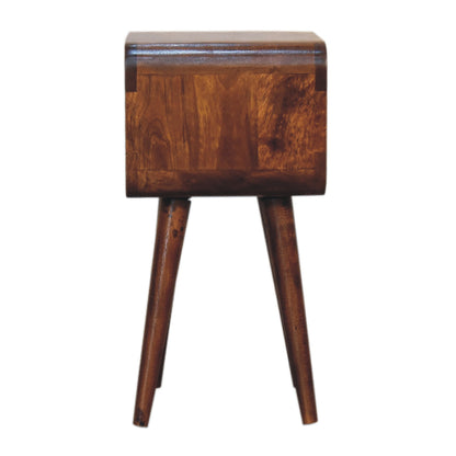 Small Chestnut Curved Open Cubby Nightstand