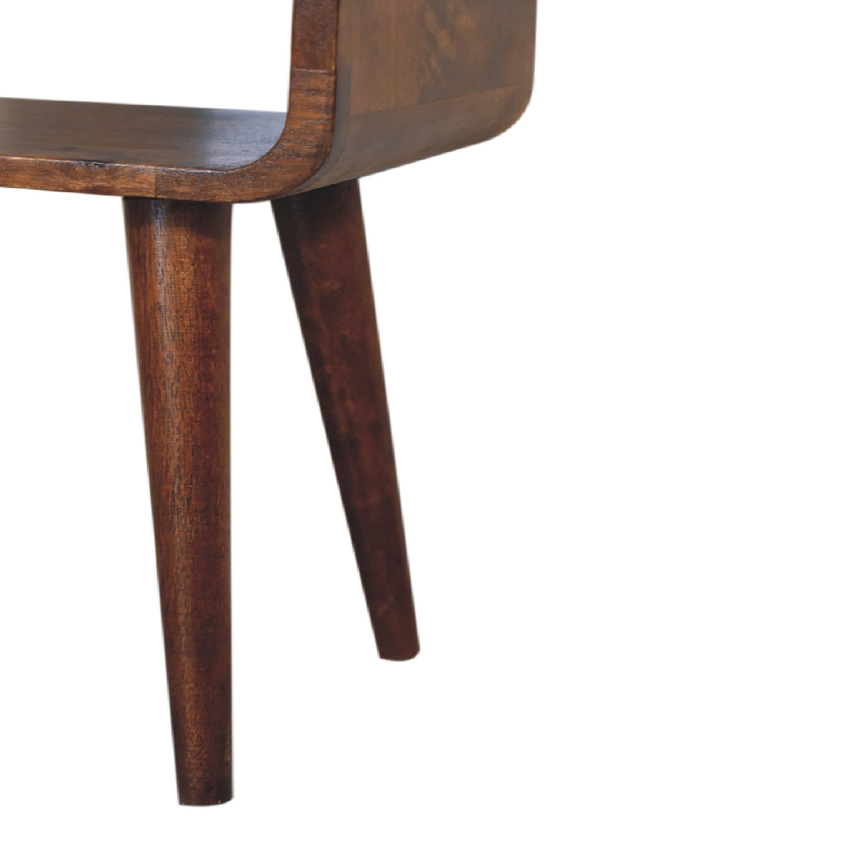 Small Chestnut Curved Open Cubby Nightstand