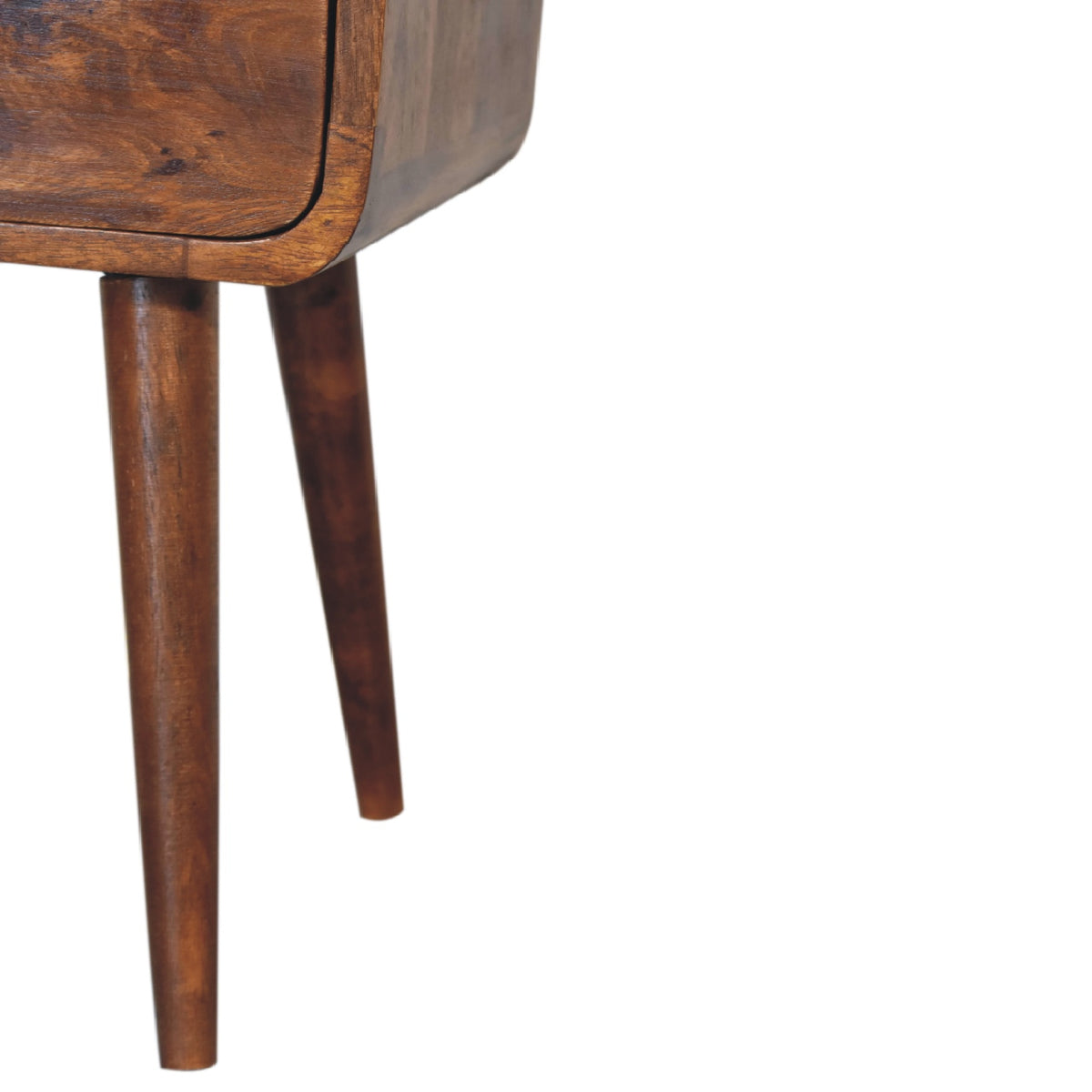 Small Chestnut Curved 1 Drawer Open Nightstand