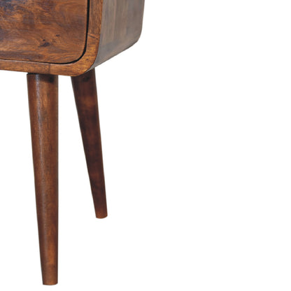 Small Chestnut Curved 1 Drawer Open Nightstand