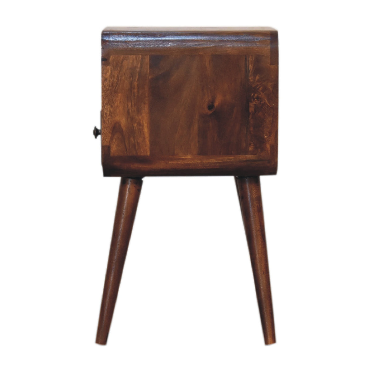 Small Chestnut Curved 1 Drawer Open Nightstand
