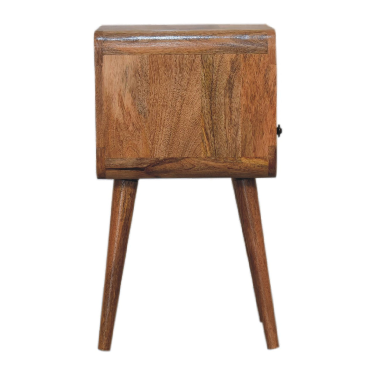 Small Oak Wood Curved Open Shelf Nightstand