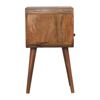 Small Oak Wood Curved Open Shelf Nightstand