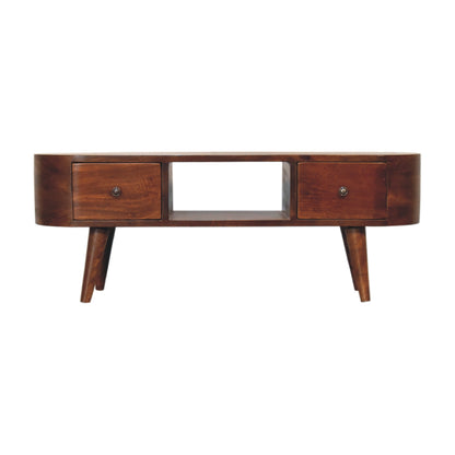 Chestnut Ridge 2 Drawer Rounded Media Console