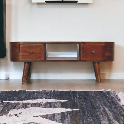 Chestnut Ridge 2 Drawer Rounded Media Console