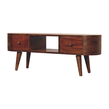 Chestnut Ridge 2 Drawer Rounded Media Console