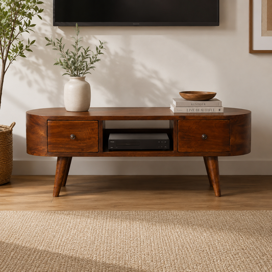 Chestnut Ridge 2 Drawer Rounded Media Console