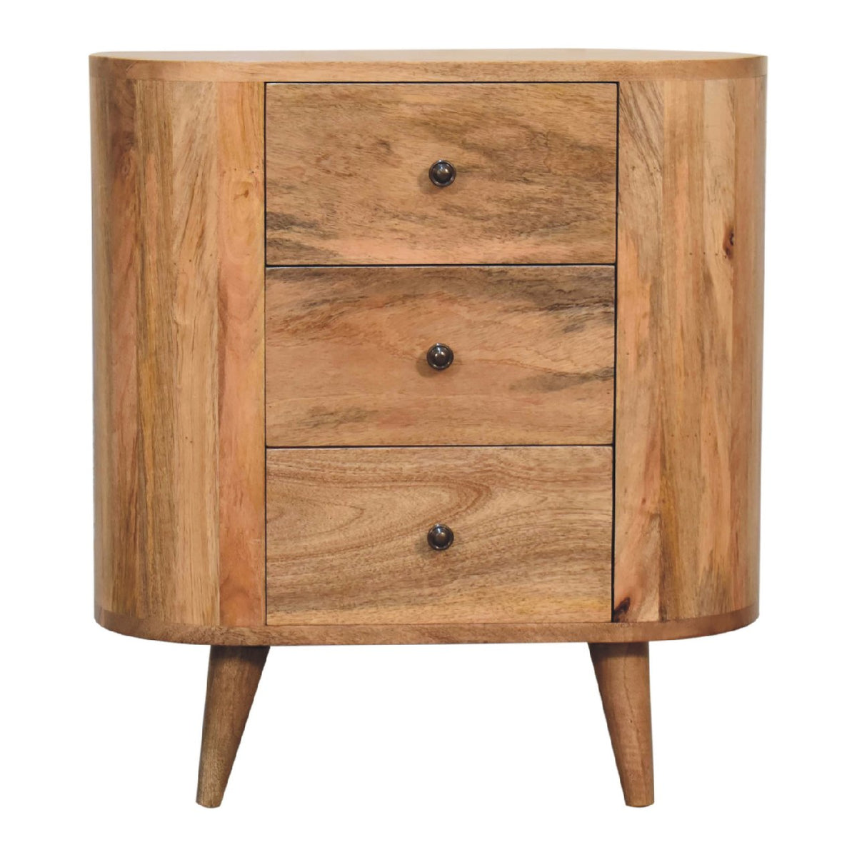 Small Oak Wood 3 Drawer Accent Cabinet