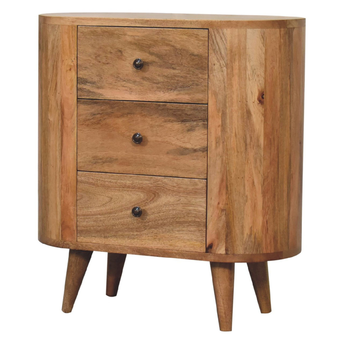 Small Oak Wood 3 Drawer Accent Cabinet