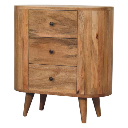 Small Oak Wood 3 Drawer Accent Cabinet