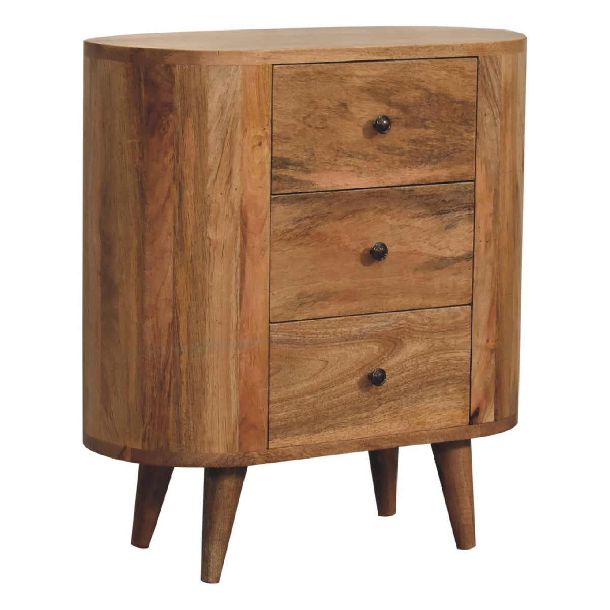 Small Oak Wood 3 Drawer Accent Cabinet