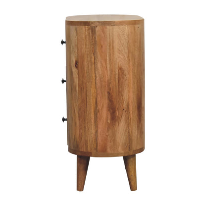 Small Oak Wood 3 Drawer Accent Cabinet