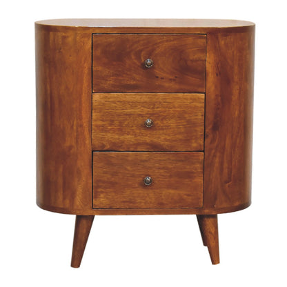 Small Chestnut Wood 3 Drawer Accent Cabinet