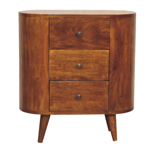 Small Chestnut Wood 3 Drawer Accent Cabinet