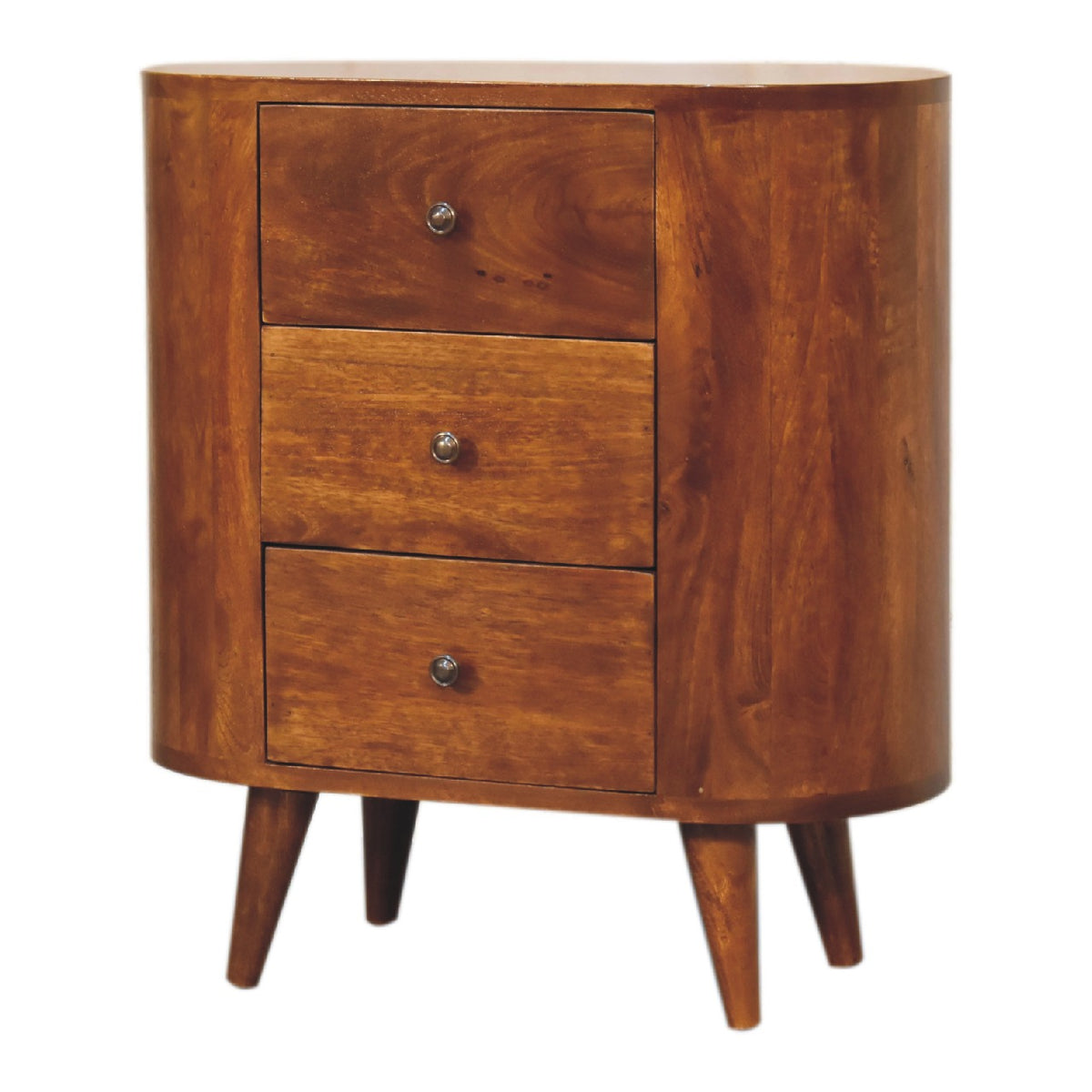 Small Chestnut Wood 3 Drawer Accent Cabinet