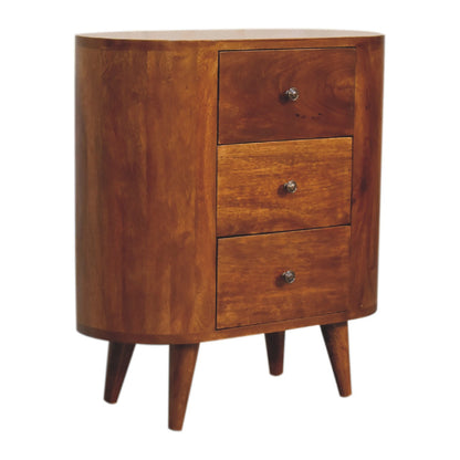 Small Chestnut Wood 3 Drawer Accent Cabinet