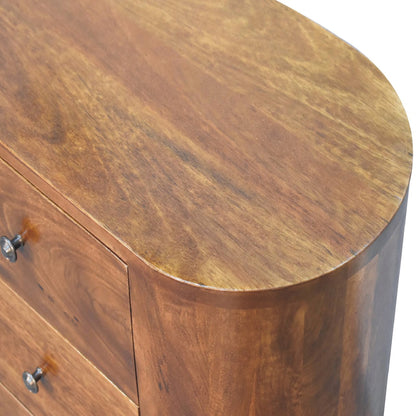 Small Chestnut Wood 3 Drawer Accent Cabinet