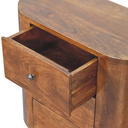 Small Chestnut Wood 3 Drawer Accent Cabinet