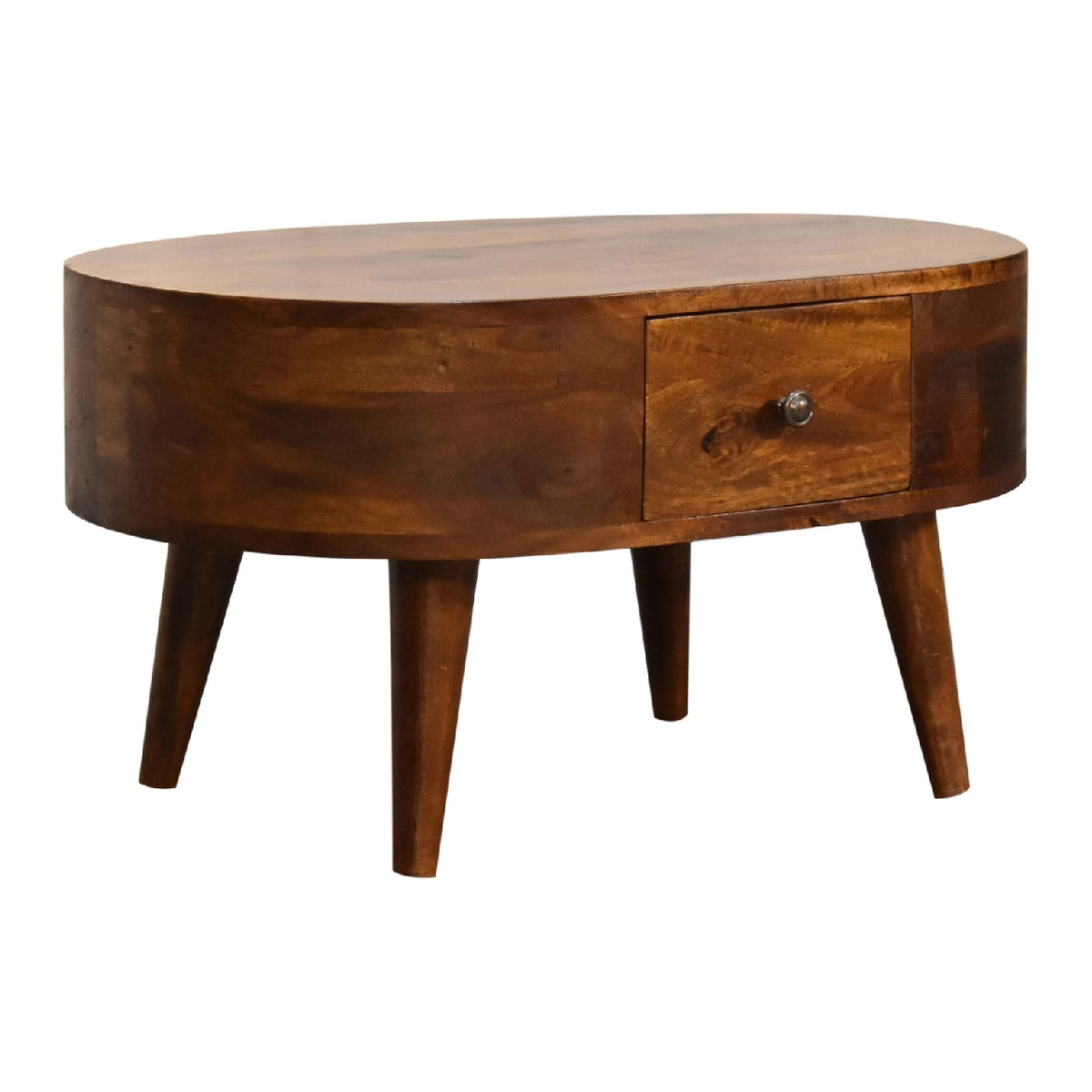Small Chestnut Rounded 2 Drawer Coffee Table
