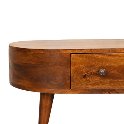 Small Chestnut Rounded 2 Drawer Coffee Table