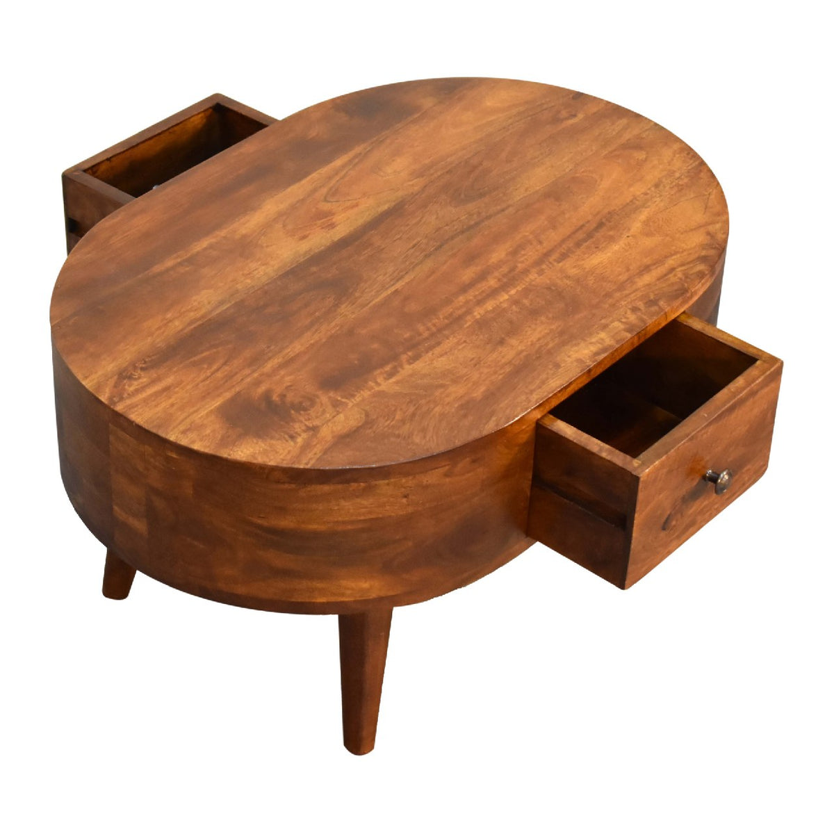 Small Chestnut Rounded 2 Drawer Coffee Table