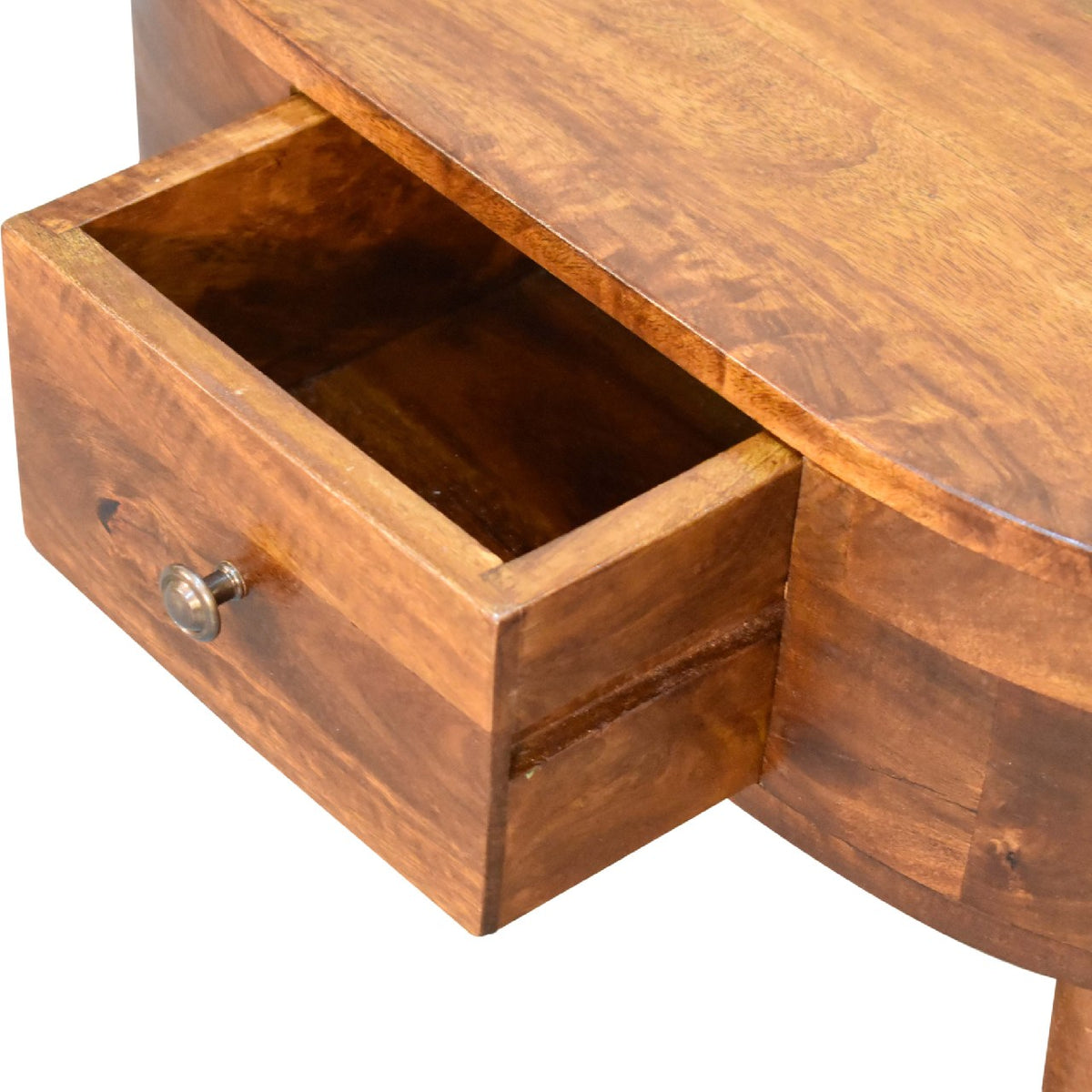 Small Chestnut Rounded 2 Drawer Coffee Table