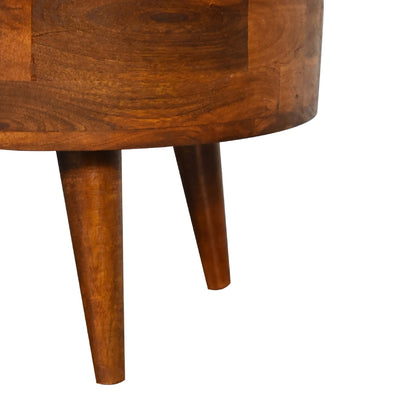 Small Chestnut Rounded 2 Drawer Coffee Table