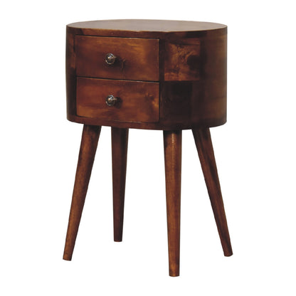 Small Chestnut Rounded 2 Drawer Nightstand