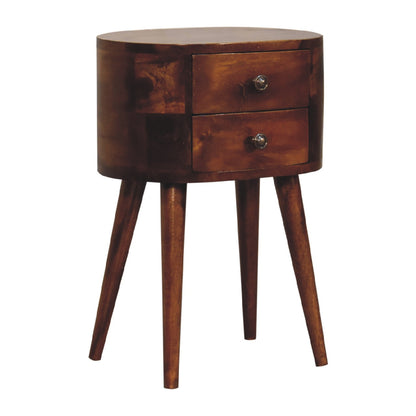 Small Chestnut Rounded 2 Drawer Nightstand