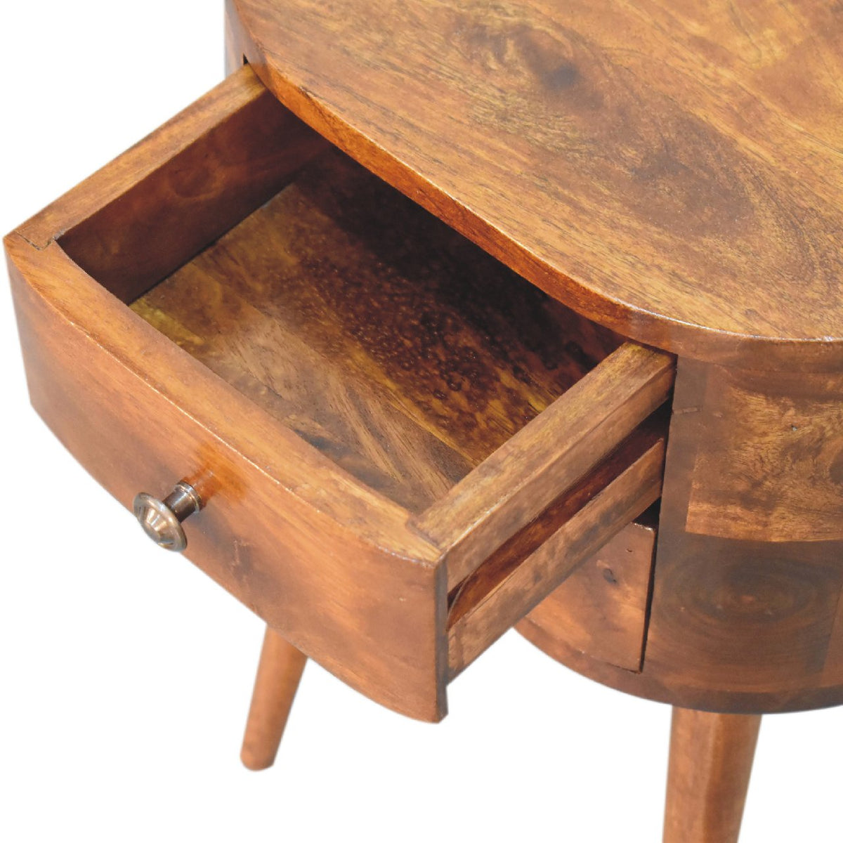 Small Chestnut Rounded 2 Drawer Nightstand