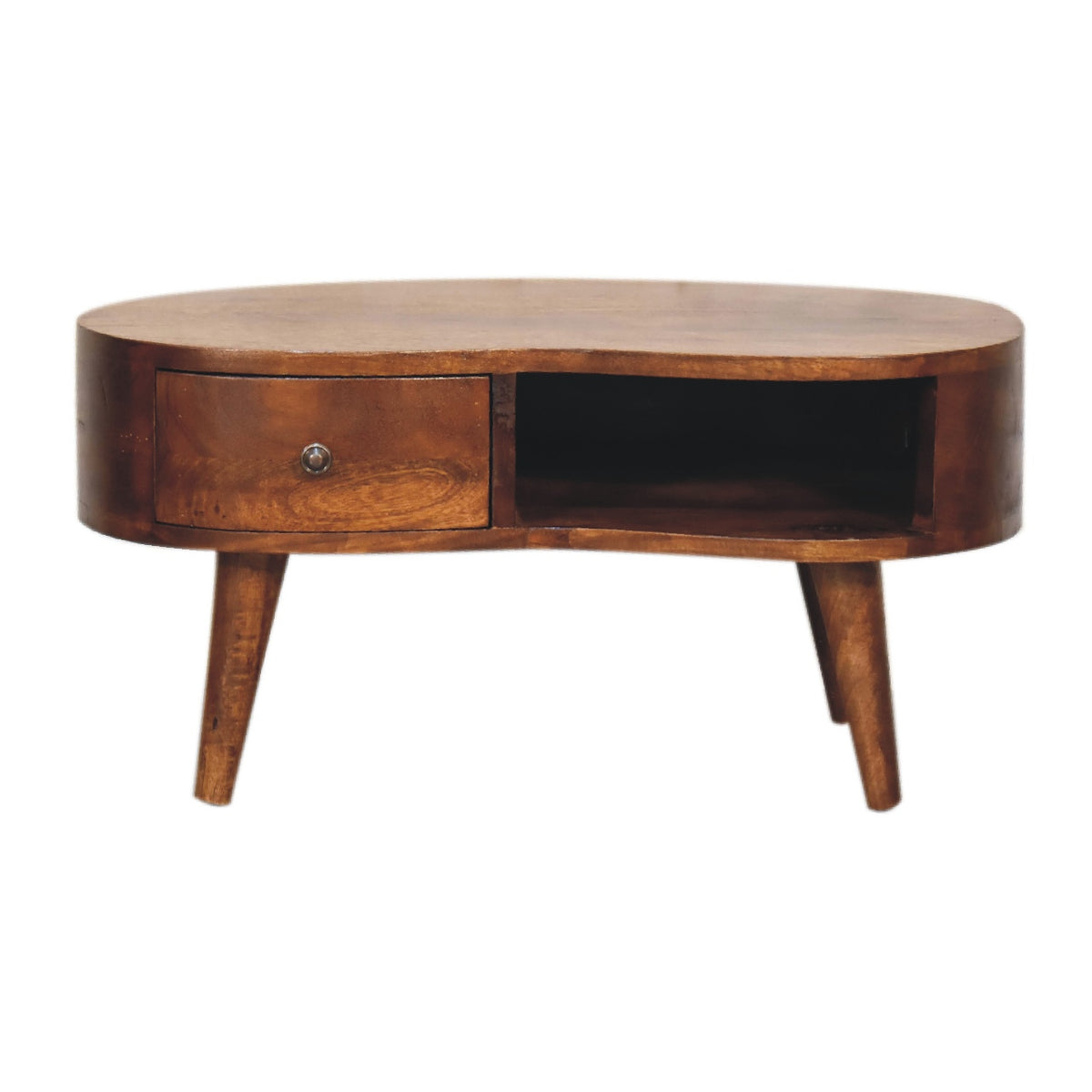 Small Chestnut Wave 1 Drawer Coffee Table
