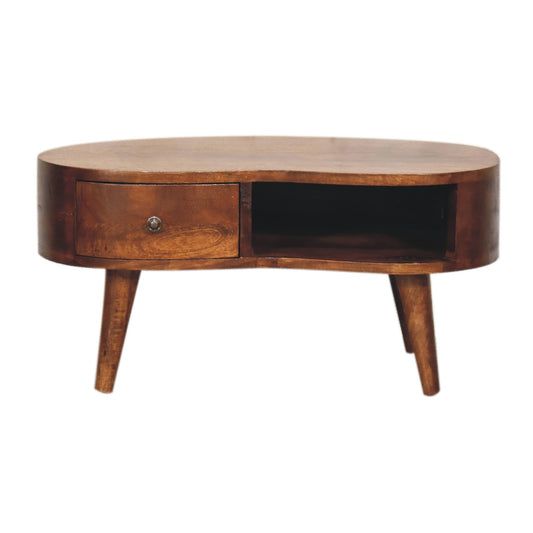 Small Chestnut Wave 1 Drawer Coffee Table