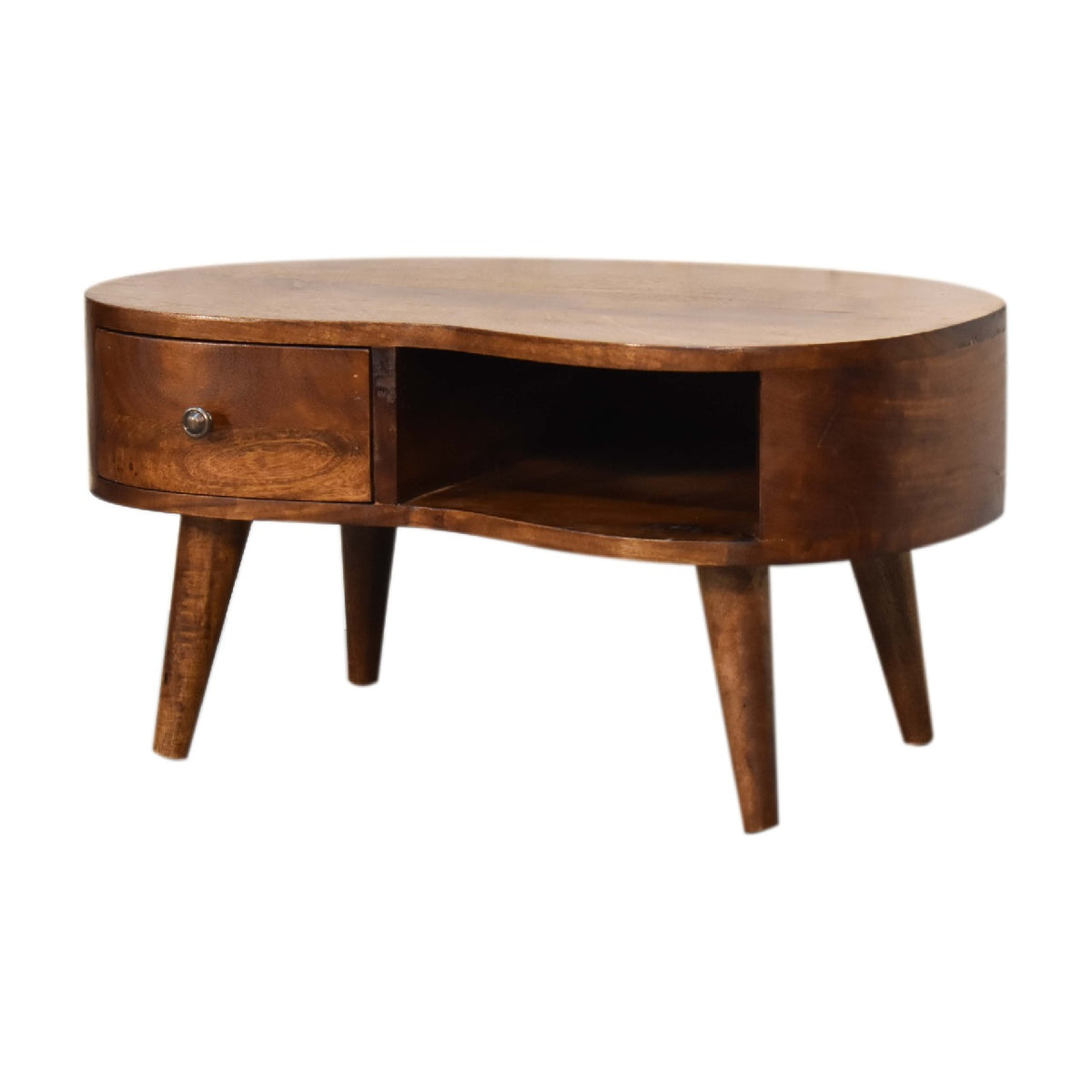 Small Chestnut Wave 1 Drawer Coffee Table