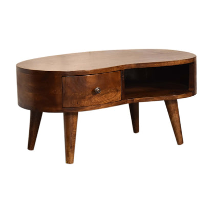 Small Chestnut Wave 1 Drawer Coffee Table
