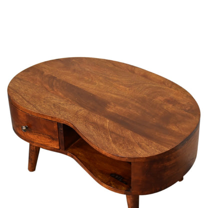 Small Chestnut Wave 1 Drawer Coffee Table