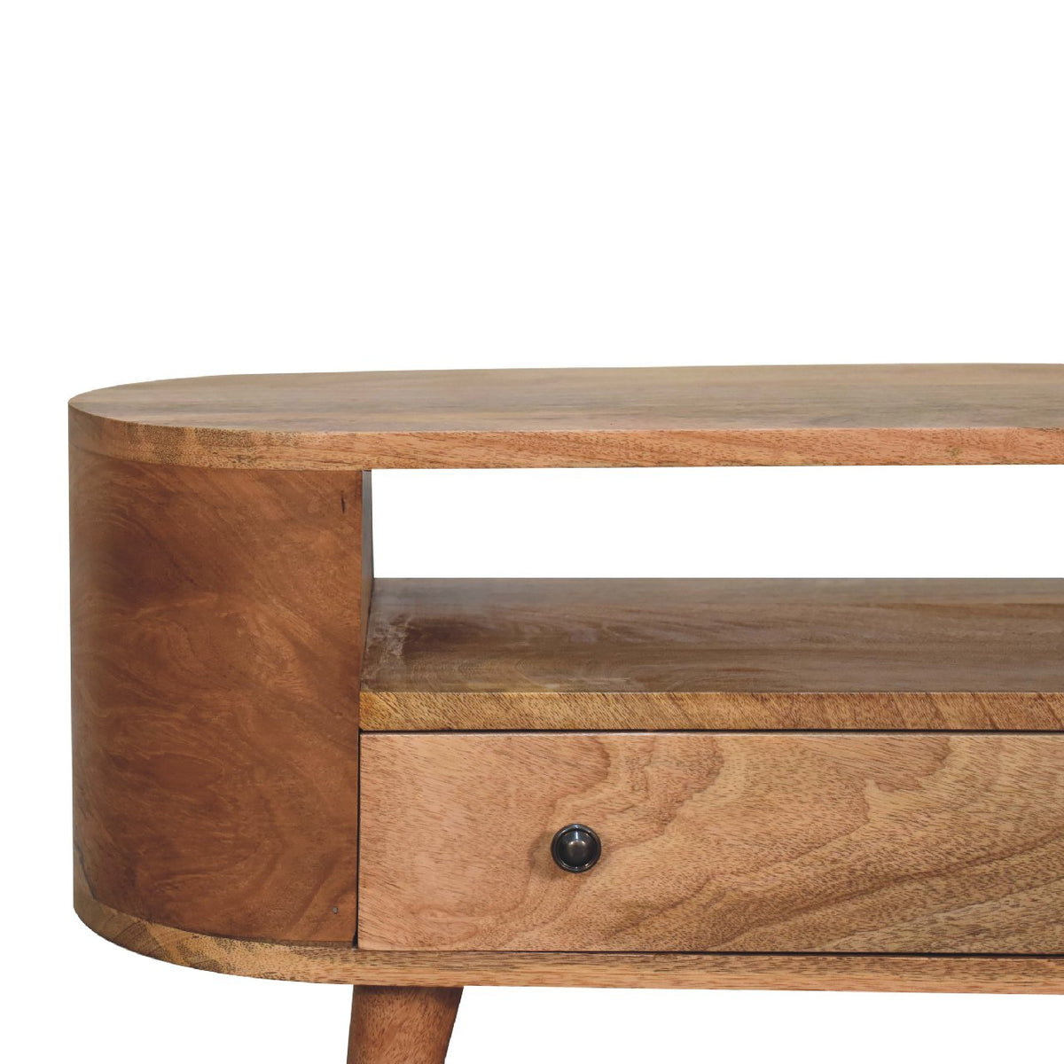 Small Oak Wood Rounded TV Media Console