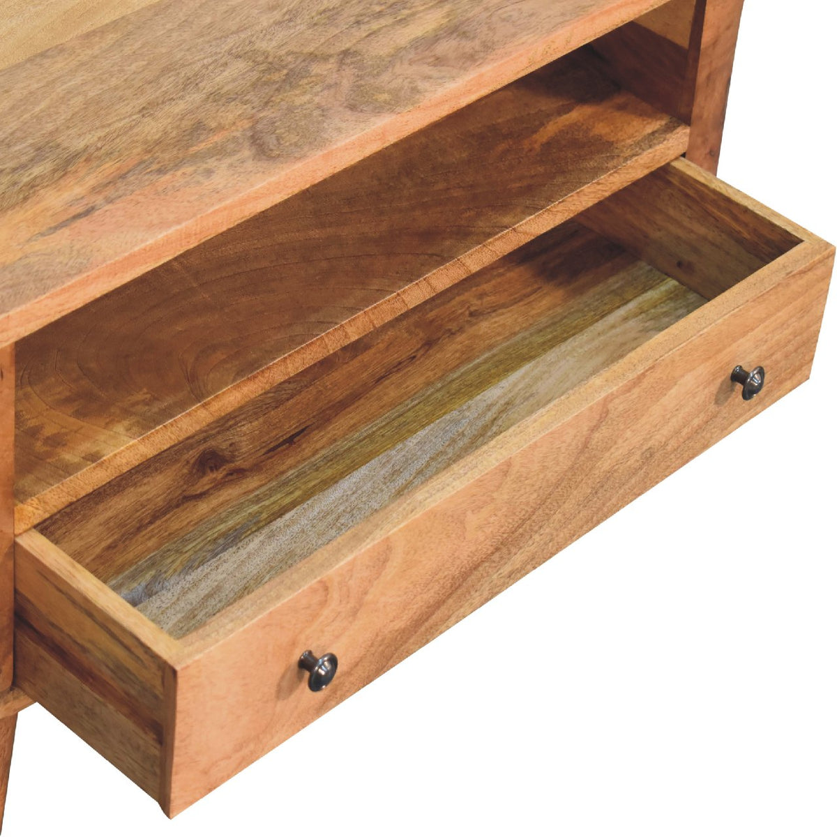 Small Oak Wood Rounded TV Media Console