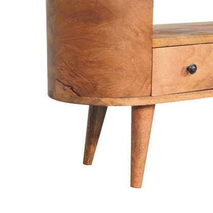 Small Oak Wood Rounded TV Media Console
