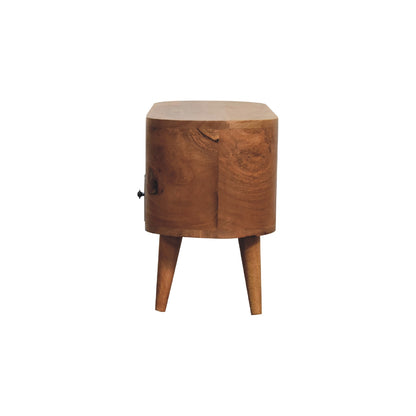 Small Oak Wood Rounded TV Media Console
