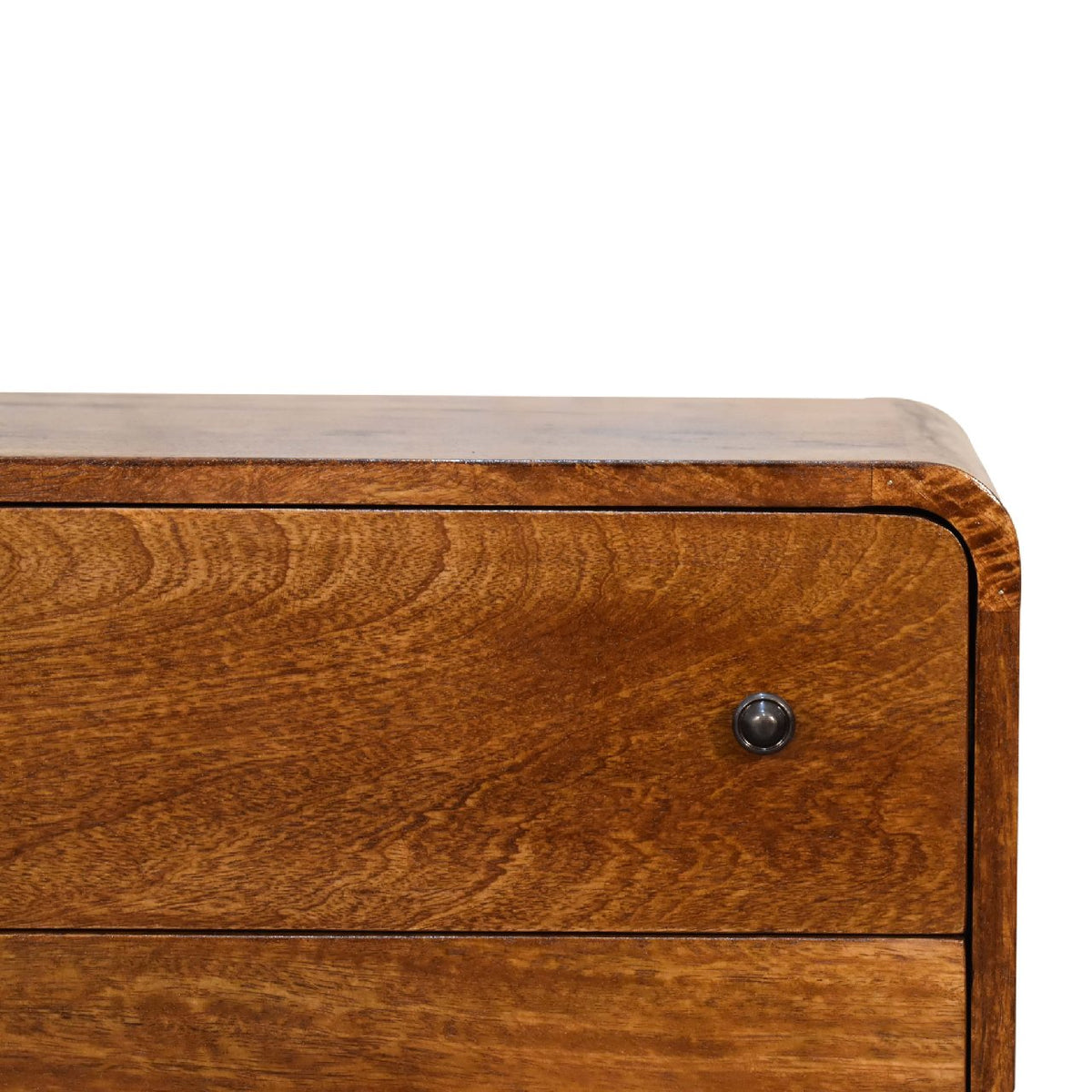 Small Chestnut Wood Curved 3 Drawer Chest