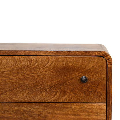 Small Chestnut Wood Curved 3 Drawer Chest