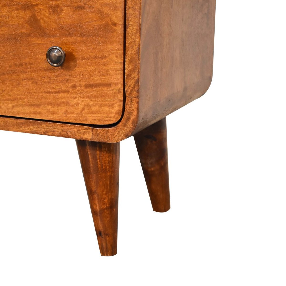 Small Chestnut Wood Curved 3 Drawer Chest
