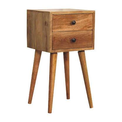 Small Oak Finish 2 Drawer Nordic Nightstand