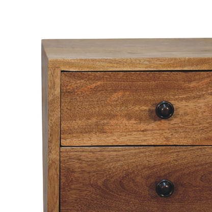 Small Oak Finish 2 Drawer Nordic Nightstand