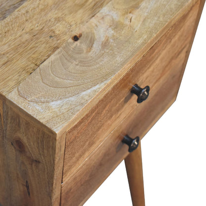 Small Oak Finish 2 Drawer Nordic Nightstand