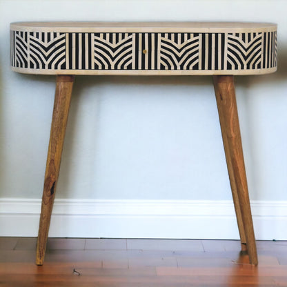 Marfa Oak Bone Inlay Narrow Console Table