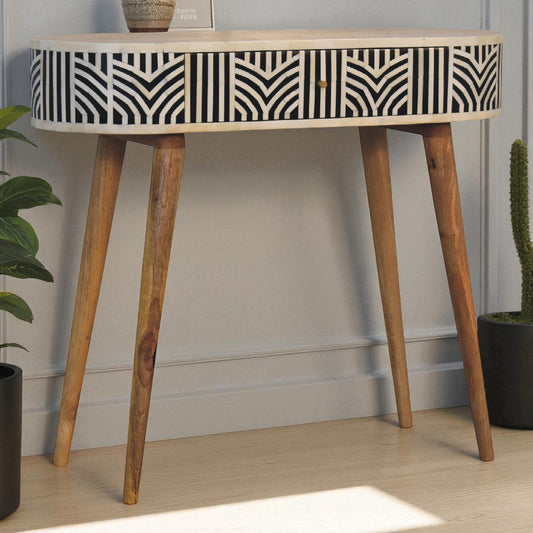 Marfa Oak Bone Inlay Narrow Console Table