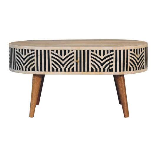 Marfa Oak Bone Inlay Storage Coffee Table