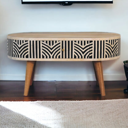 Marfa Oak Bone Inlay Storage Coffee Table