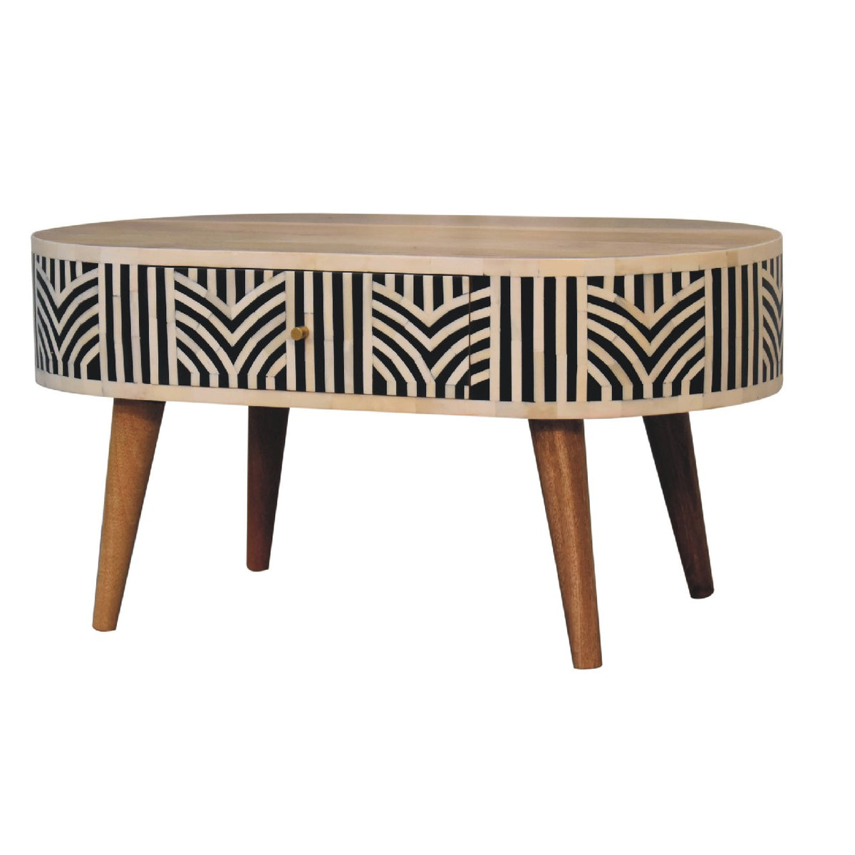 Marfa Oak Bone Inlay Storage Coffee Table